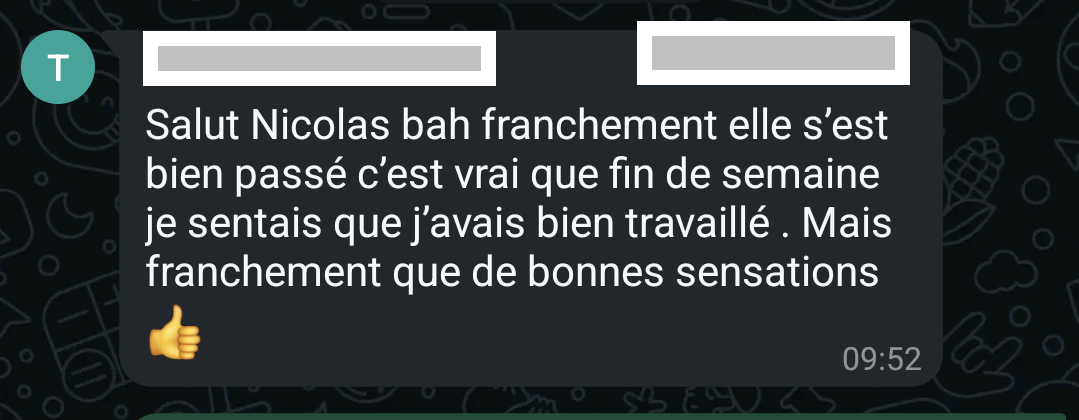 Message d'un joueur suivi