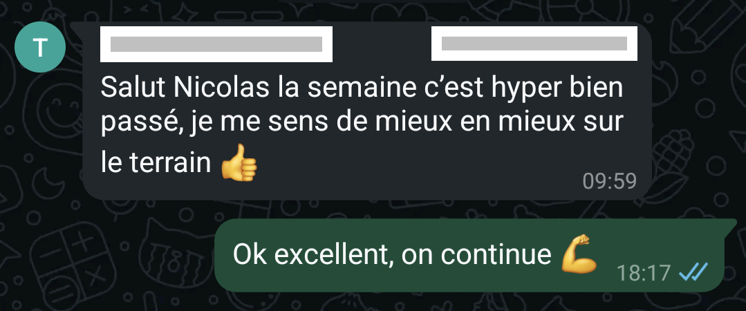 Message d'un joueur suivi