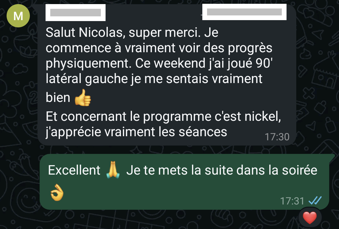 Message d'un joueur suivi
