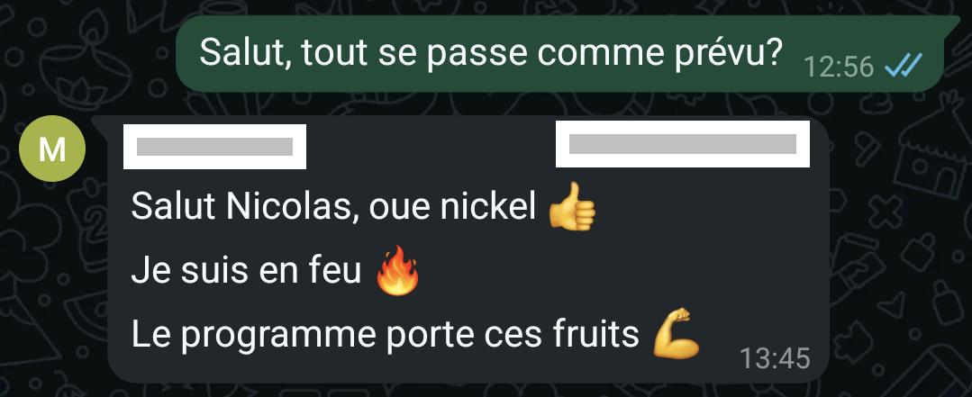 Message d'un joueur suivi